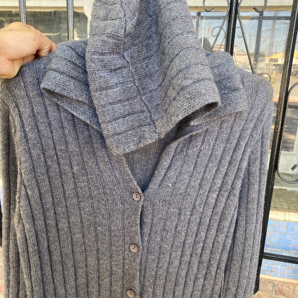 Zara Gray Hooded Ribbed Maxi Sweater